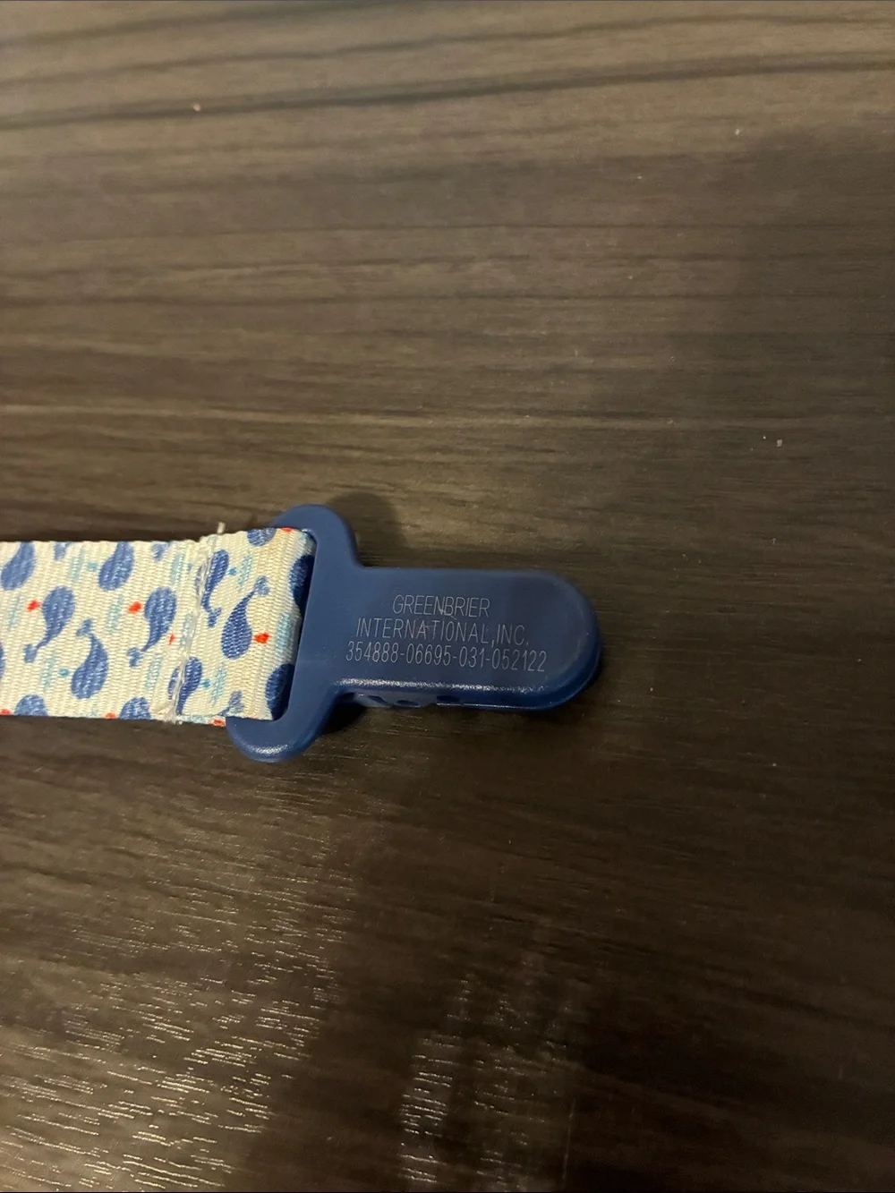 Blue Whale Pattern Pacifier Clip Nautical Fabric Binky Holder